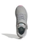 נעלי ספורט אדידס לילדים Adidas Runfalcon 3.0 נעלי ספורט אדידס לילדים צבע אפור בהיר סוליה ורודה עם סקוטש Adidas Runfalcon 3.0