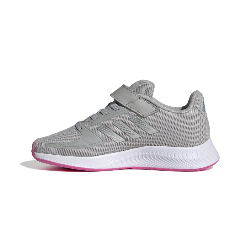 נעלי ספורט אדידס לילדים Adidas Runfalcon 3.0 נעלי ספורט אדידס לילדים צבע אפור בהיר סוליה ורודה עם סקוטש Adidas Runfalcon 3.0