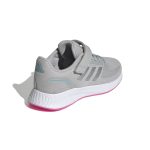 נעלי ספורט אדידס לילדים Adidas Runfalcon 3.0 נעלי ספורט אדידס לילדים צבע אפור בהיר סוליה ורודה עם סקוטש Adidas Runfalcon 3.0