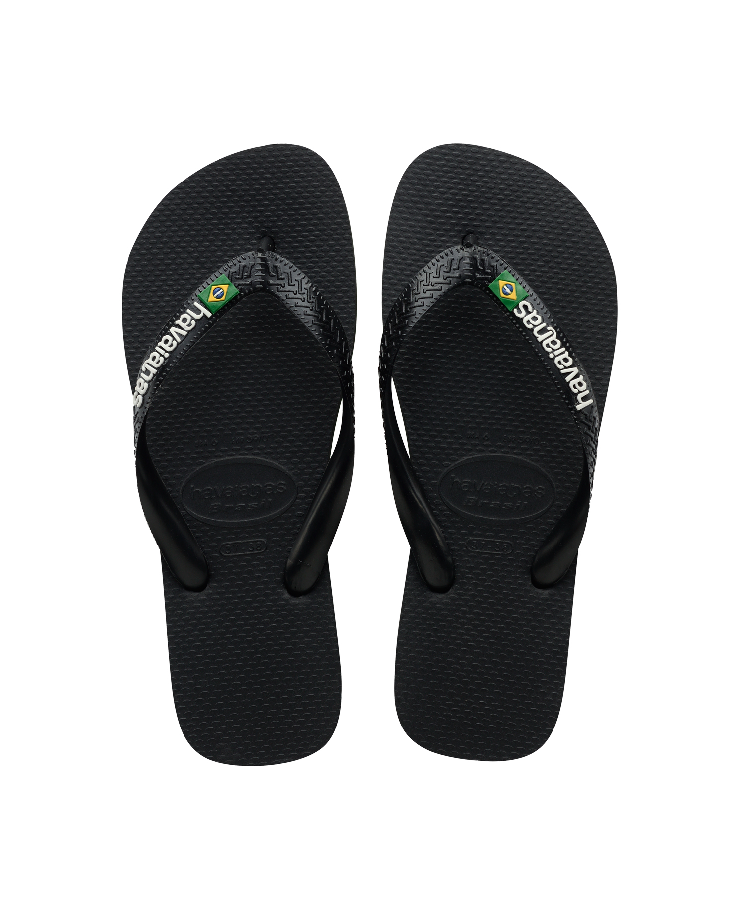כפכפים צבע שחור לילדים HAVAIANAS לוגו ברזיל
